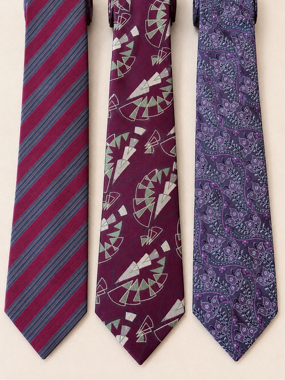 Designer vintage Patterned Tie trio-